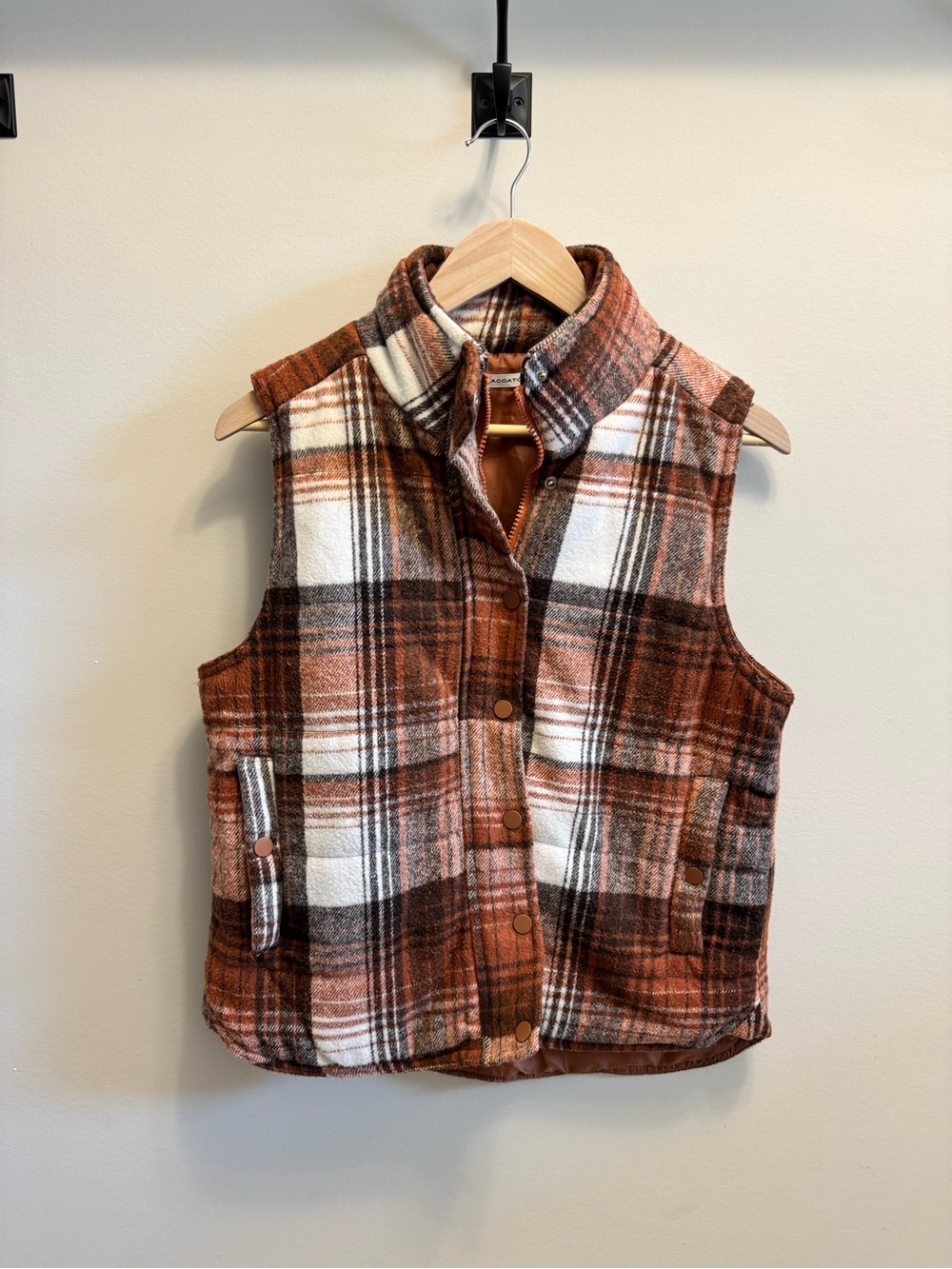Staccato Orange & Cream Plaid Quilted Vest